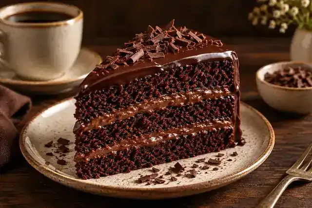 Fatia de bolo de chocolate